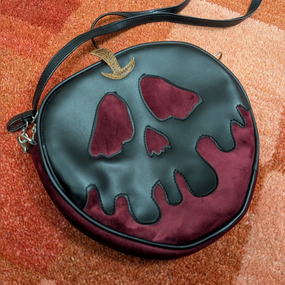 Snow white Poison apple velvet and vinyl cross body bag